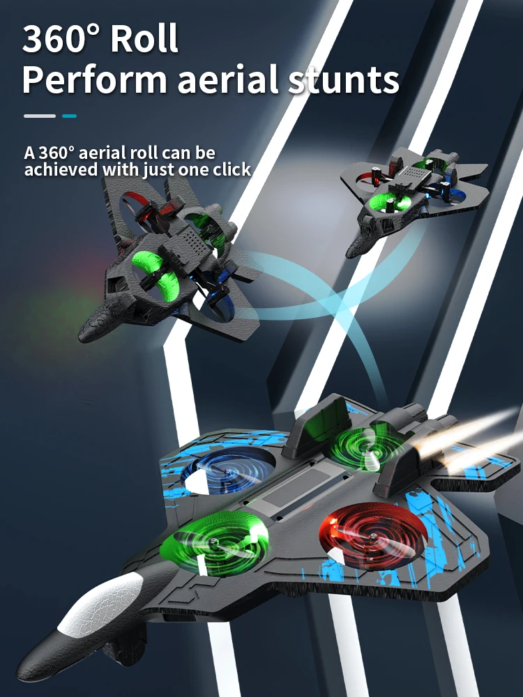 رغوة طائرة RC مقاتلة 2.4G التحكم عن بعد حيلة 360 ° طائرة رغوية EPP طائرة دوارة مع ألعاب LED للأطفال #3