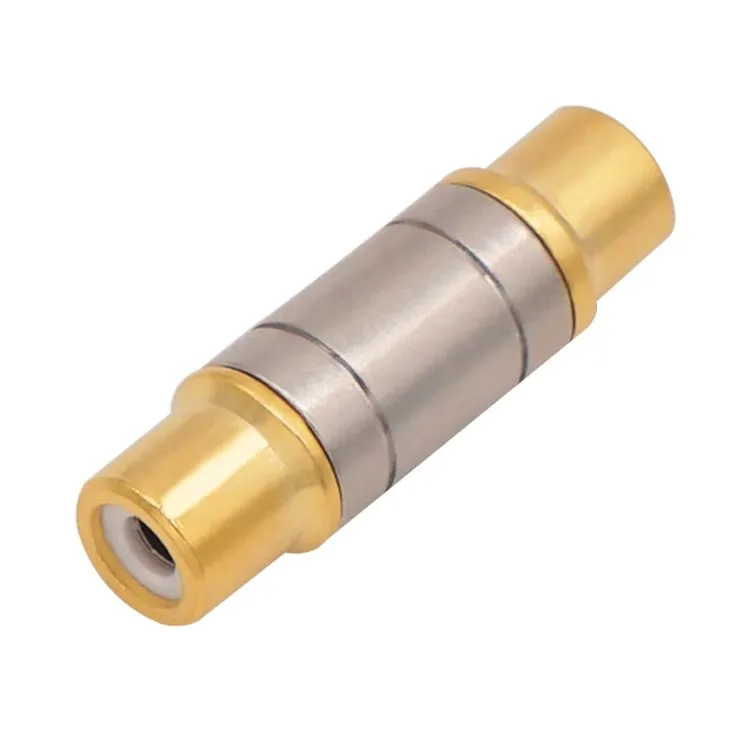 Copper RCA Female To Female Plug Lotus Straight Head Video Audio Connector