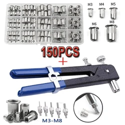 150 pz rivetto dado pistola M3 M4 M5 M6 M8 mandrino filettatura inserto in acciaio inox rivetto dado con strumenti di fissaggio filettati leva di bloccaggio