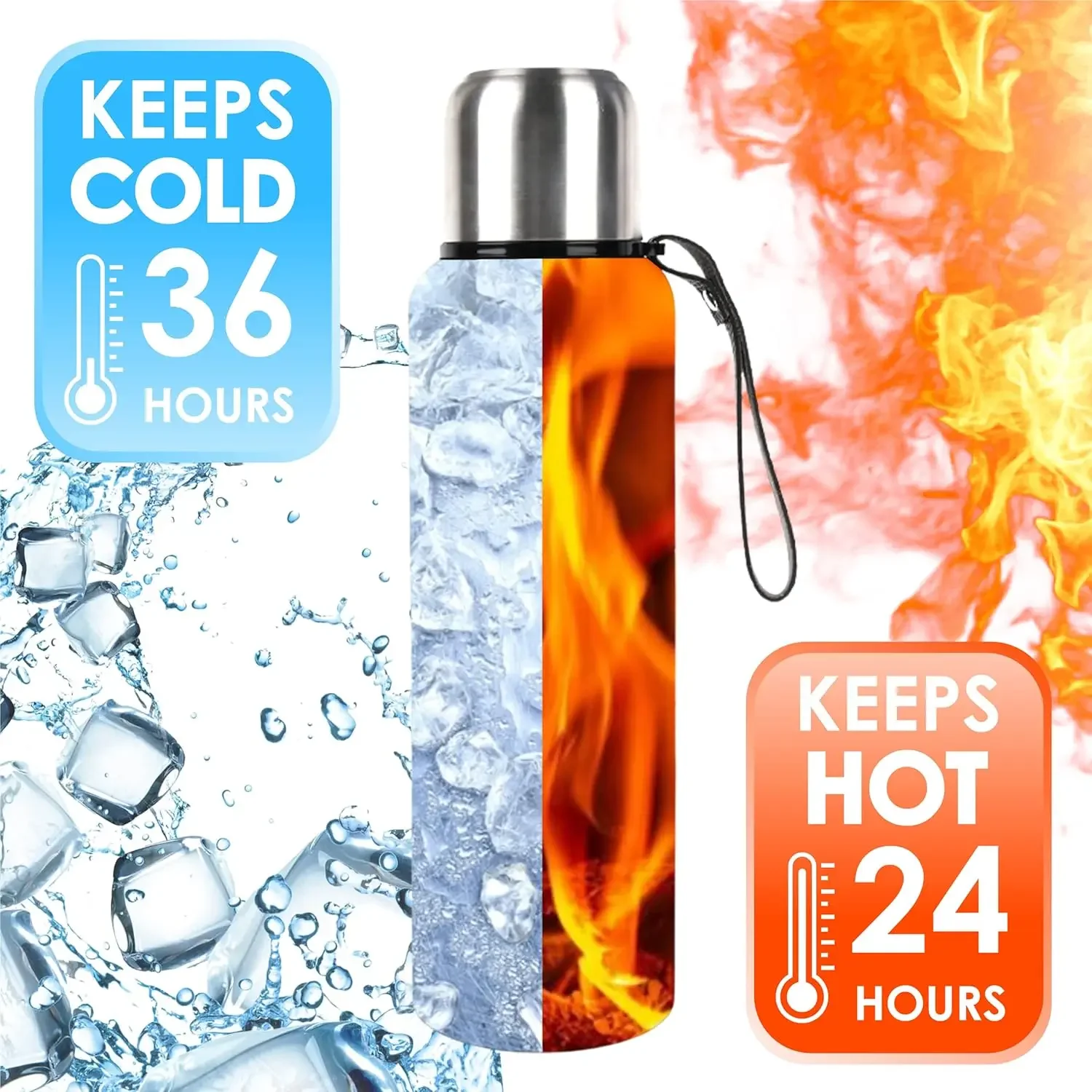 Vacuum Insulated Thermos Water Bottle Large Capacity 500/1000/1500ml Thermal Bottle 304 Stainless Steel Hot Cold Water Flask