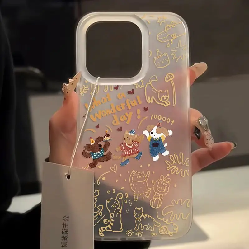 Party Bear Shockproof Fashionable Protective Phone Case For iPhone 15 Pro Max 14 Plus 13 12 11 XR X XS 8 7 Cover