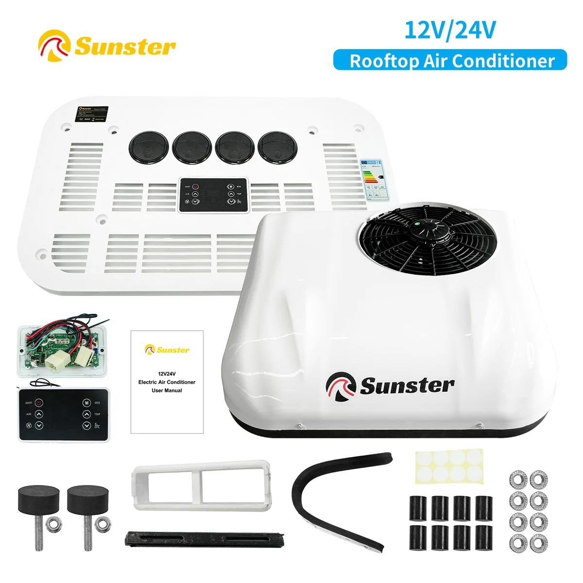 

12V 24V RV Air Conditioner Rooftop Air Conditioner for Cooling Easy-to-install RV DC Unit for RVs Camper Trucks CaravanEtc.