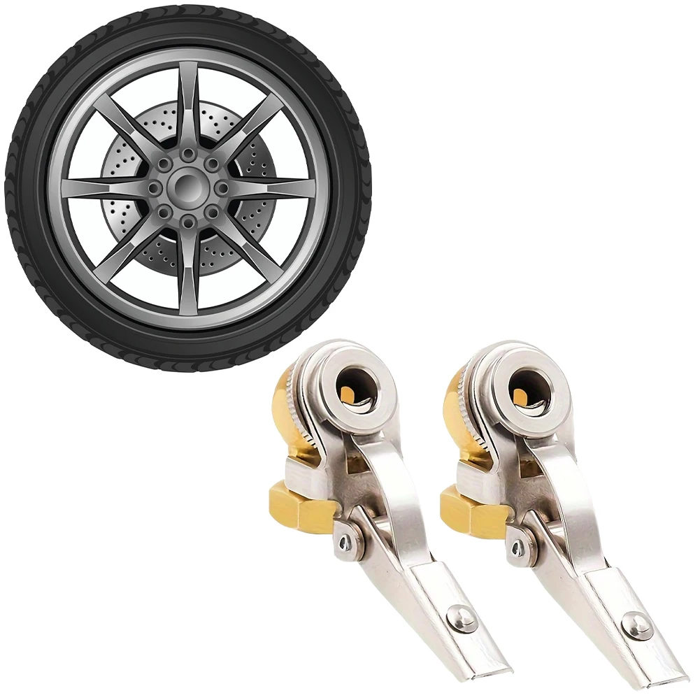 2Pcs Closed Ball Air Chuck with Clip 1/4 NPT Threaded Connector Zinc Alloy Car Air Pump Adapter Clip-On Auto Tire Air Pump Chuck