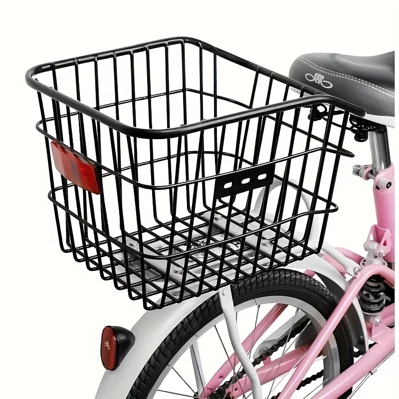 

Bike Rear Basket With Rear Light Bicycle Rear Seat Storage Basket Metal Large Rear Cycle Rack Frame Cycle Rear Shelf For Cycling