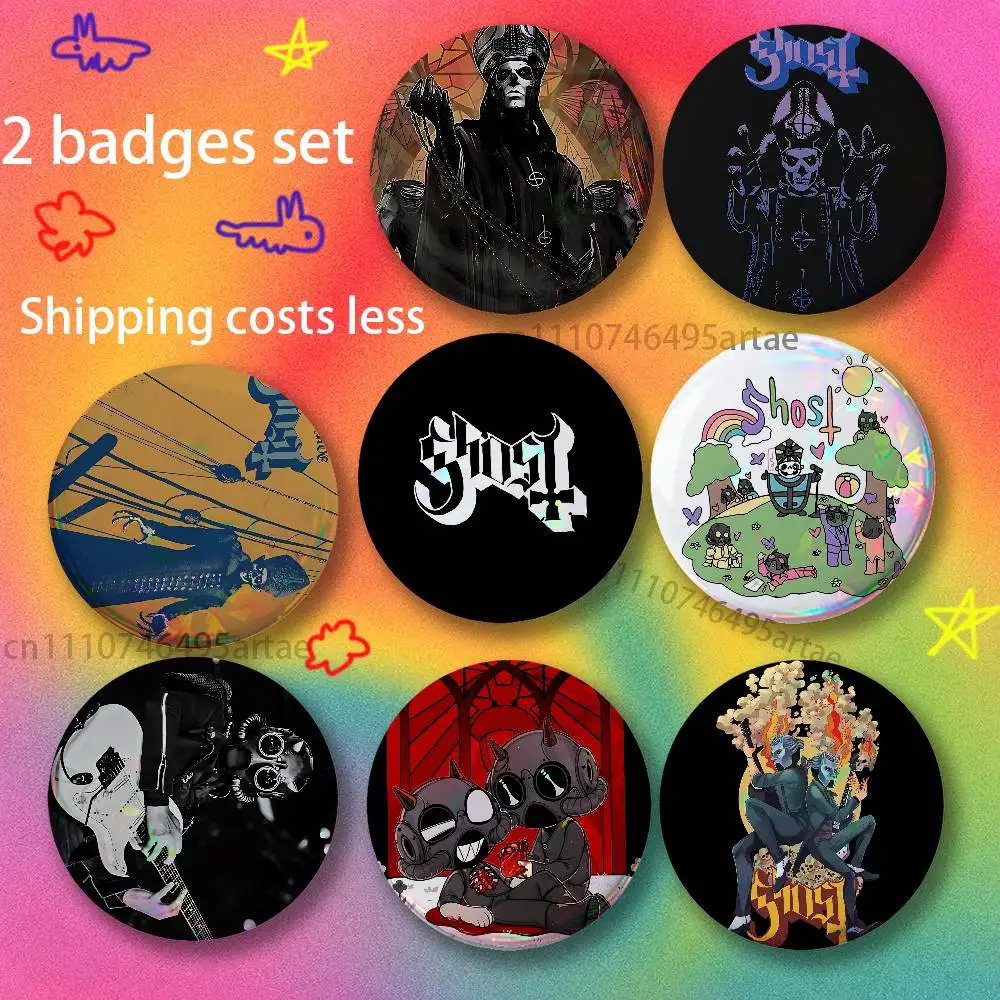 G-Ghost bc Nameless Ghoul 2-piece set Pins Backpack Clothes Jewelry Accessories Cartoon Round Brooch Button Badge Gifts