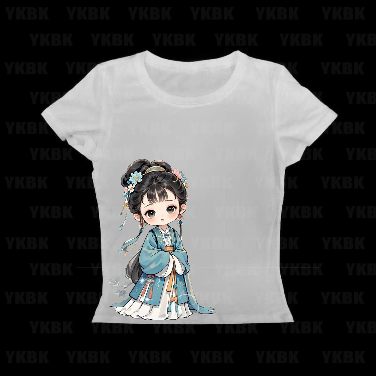 

Chinese Anime Girl Short Sleeve T-Shirt round Neck Summer Casual Custom Print Short Sleeve T-Shirt for WOMEN