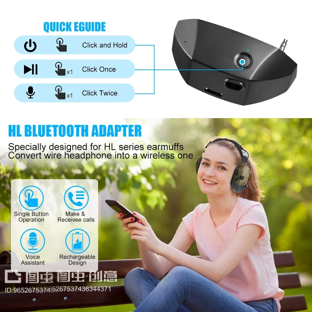 W1 Wire-controlled Headphone Bluetooth Adapter For Walker Series Converter To Wireless Earmuffs Converter