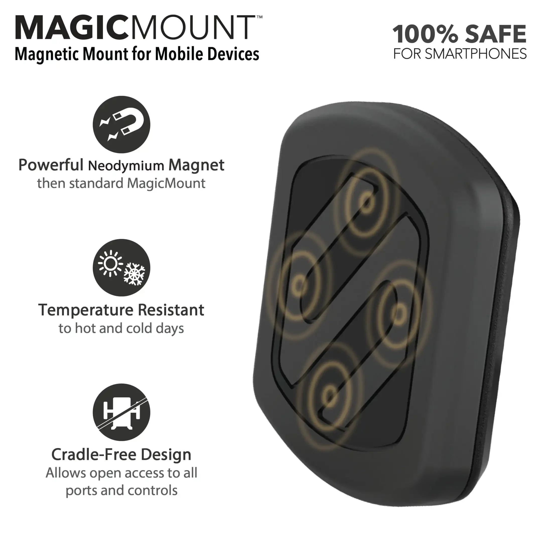 ที่วางโทรศัพท์แบบแม่เหล็กติดหน้าปัด/หน้าต่างรถยนต์ 360 °   ปรับได้ สีดำ มัลติฟังก์ชั่น แม่เหล็กแรงสูง