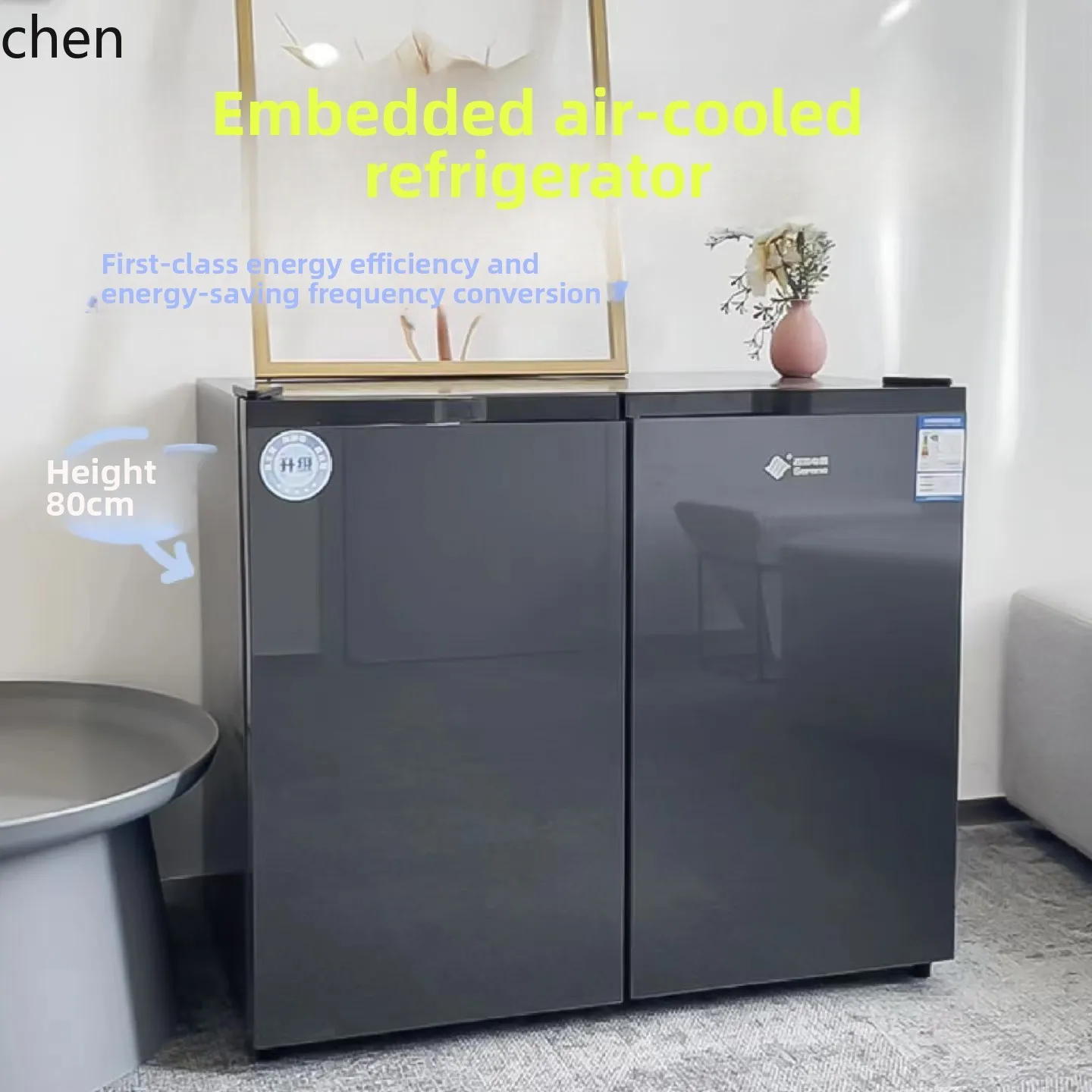 ZML ตู้เย็นระบายความร้อนด้วยอากาศและปราศจากน้ําค้างแข็งประหยัดพลังงานชั้นหนึ่งการแปลงความถี่คู่ขนาดเล็กฝังประตูคู่