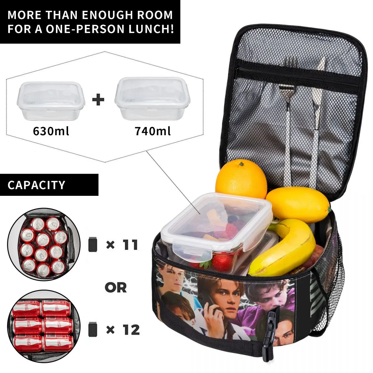 Conrad Fisher Turned Pretty Lunch Bag Unisex  Lunch Box Casual Picnic Cooler Bag Portable Zipper Oxford Thermal Tote Handbags