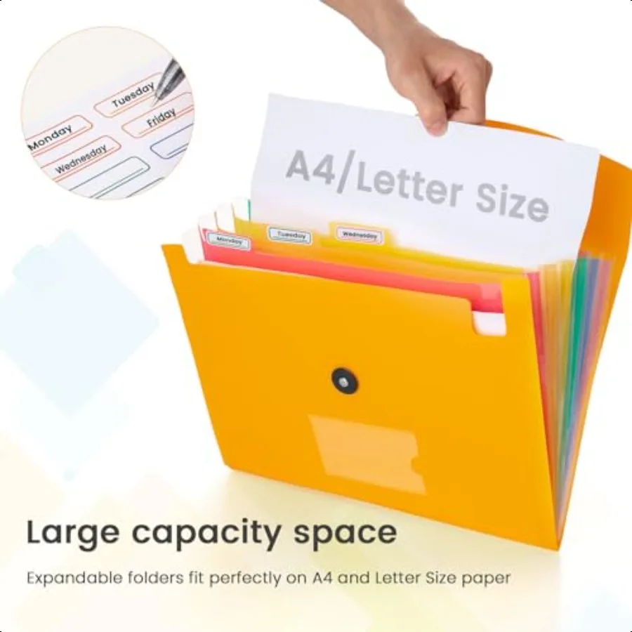 5 حزمة 7 جيوب توسيع مجلد ملفات الأكورديون منظم الملفات A4 حجم الرسالة ورقة وثيقة استلام حامل للمدرسة مكتب p