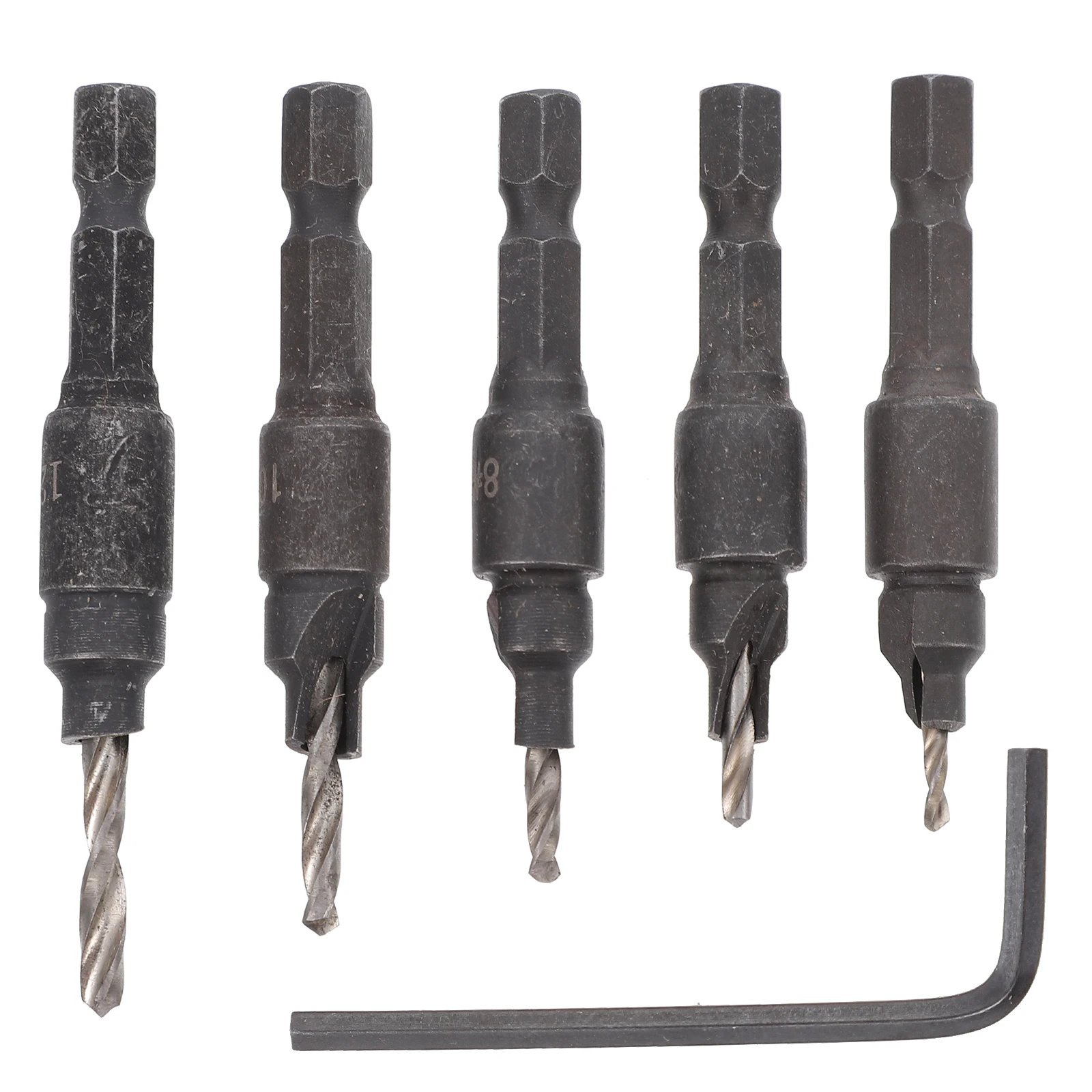

6pcs HighSpeedSteel DrillBits forWoodworking HoleSaws ScrewCaps Taper ManualBits Wood Fiberboard Plastic PVC Rubber Tools Parts
