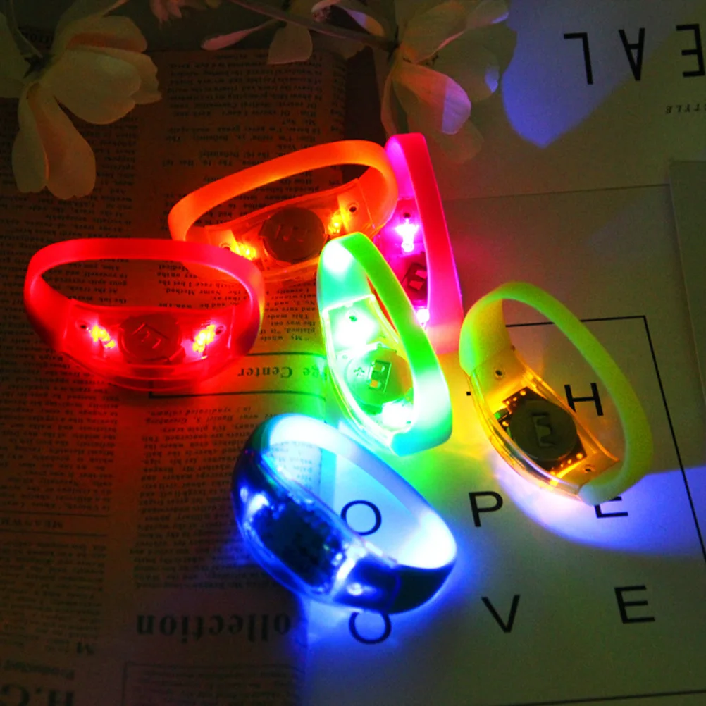 

10Pcs Voice Controlled LED Light Bracelets Bright Flashing Silicone Bangles for Festival Party Outdoor Night Activities Luminous