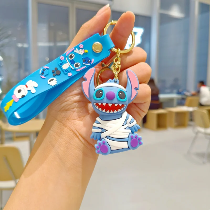New Disney Stitch Keychain Cute Anime Car Backpack Keychain Student Schoolbag Decoration Couple Halloween Birthday Party Gifts