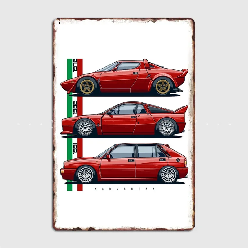 Group B Lancer Evolution VIII 037 Delta WRC Racing Retro Metal Sign Poster Bar Car Club Wall Room