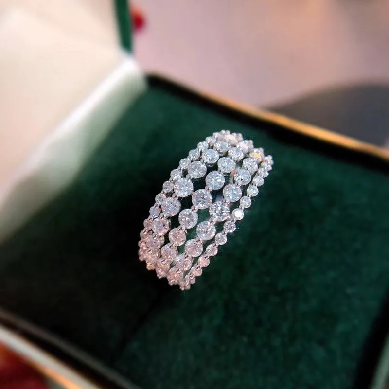Trendy Luxury Crystal Engagement Ring for Women Diamond 925 Sterling Silver Rings 2021 Wedding Trend Female Jewerly Gifts