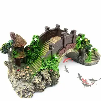 Aquarium Kunstmatige Brug Hars Landschap Decoratie Brug Aquarium Apparatuur Accessoires Ornament Grot Aquatische Huisdier Vis