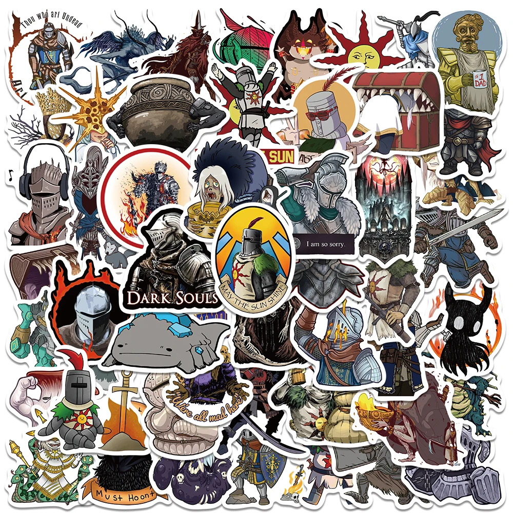 50pcs Dark Souls Game Stickers Funny DIY Graffiti Decals For Laptop Luggage Scrapbook Motorcycle Stationery Stickers