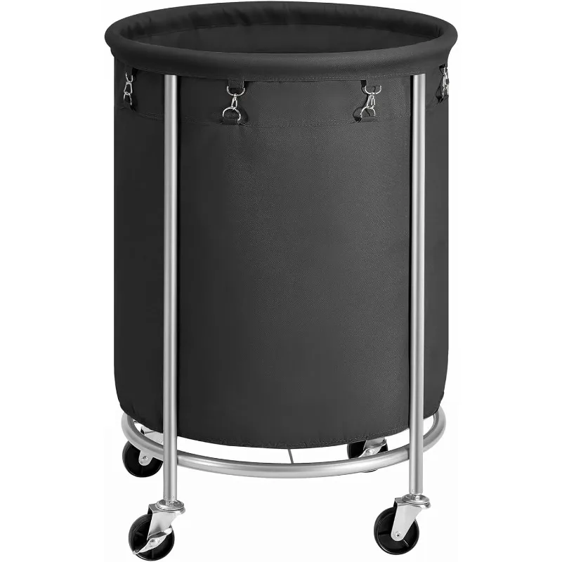 

Laundry Basket with Wheels, Rolling Laundry Hamper, 45 Gal., Round Laundry Cart with Steel Frame and Removable Bag