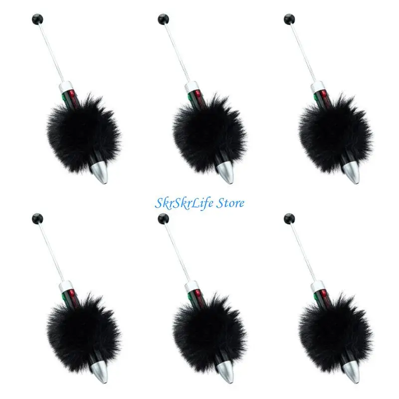 

E65E 6Pcs Beadded Ballpoint Pen Multicolor Pen Retractable Multicolor Ballpoint Pen