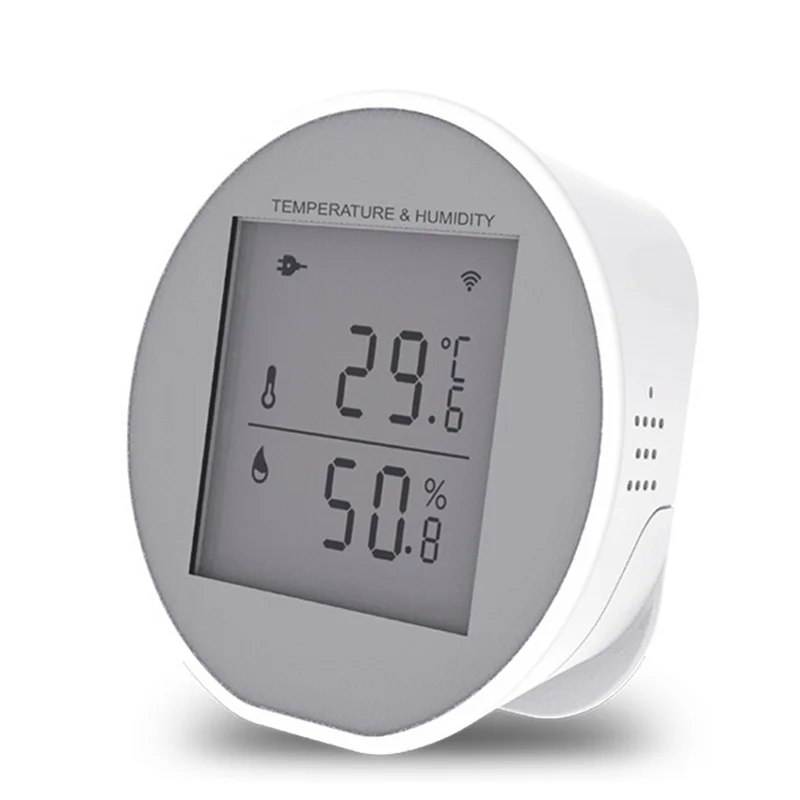 HRBAJ-Tuya Wifi Temperature Humidity Sensor Indoor Hygrometer Thermometer Detector Smart Life App Battery Or USB Powered