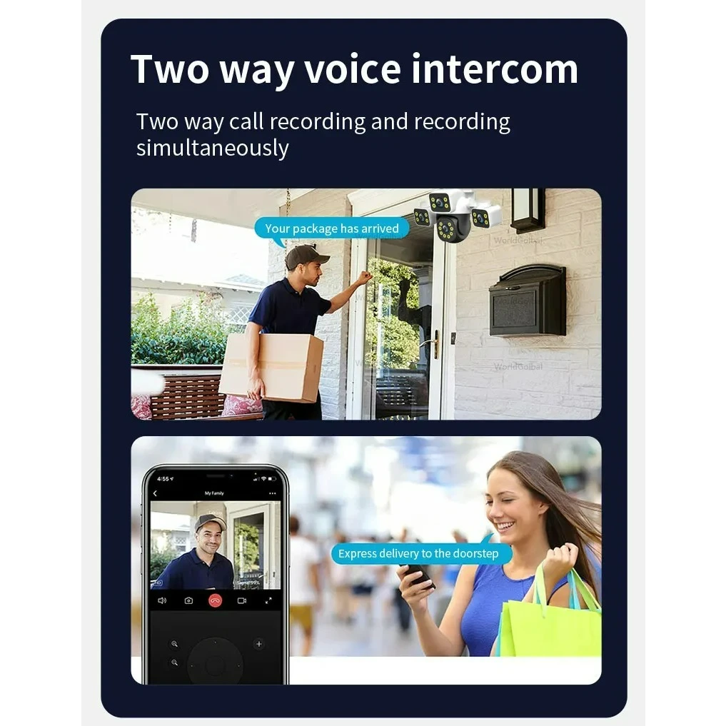 Kamera IP Tuya Smart 15MP z Trzema Obiektywami, Trzy Ekranami, Automatycznym Śledzeniem, Bezprzewodowym Alarmem, WIFI, CCTV, Monitoring, Zewnętrzna
