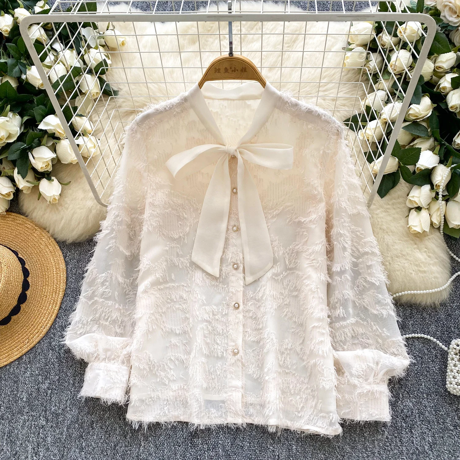 

Элегантный сексуальный топ с кисточками и пуговицами с длинными рукавами, женский корейский модный милый осенний уличный топ