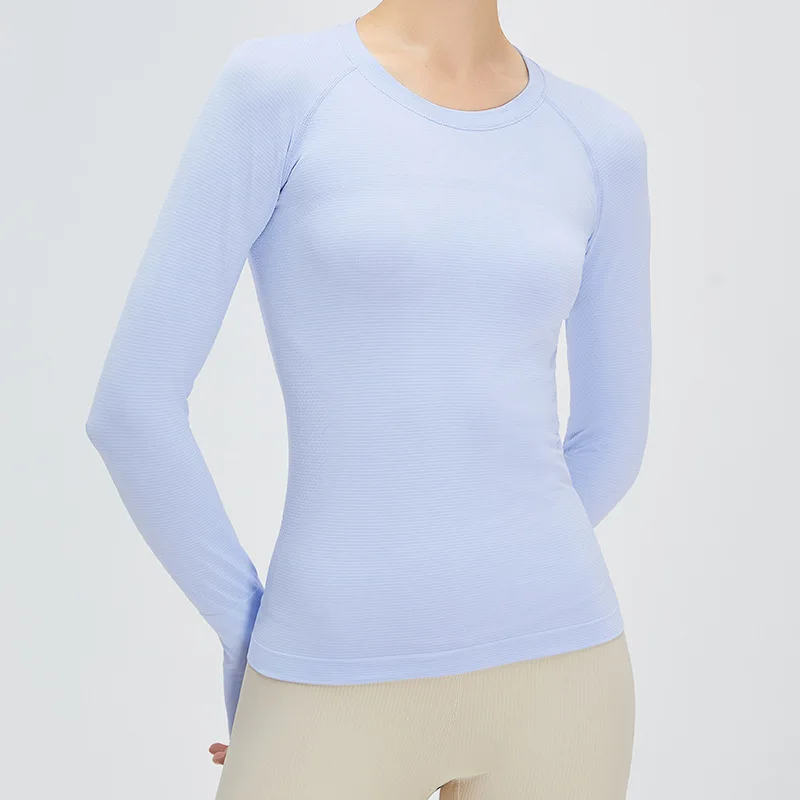 

YJ-Autumn and Winter New Yoga Wear Women's Comfortable Nude Feel Seamless Running Fitness Clothes Long-Sleeved Sports Top