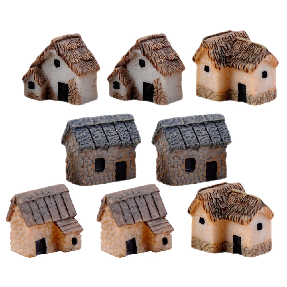 

8pcs Miniature Ornaments Resin Craft for Moss Landscape Decor DIY Garden Statue Fairy House Miniature Resin House Craft