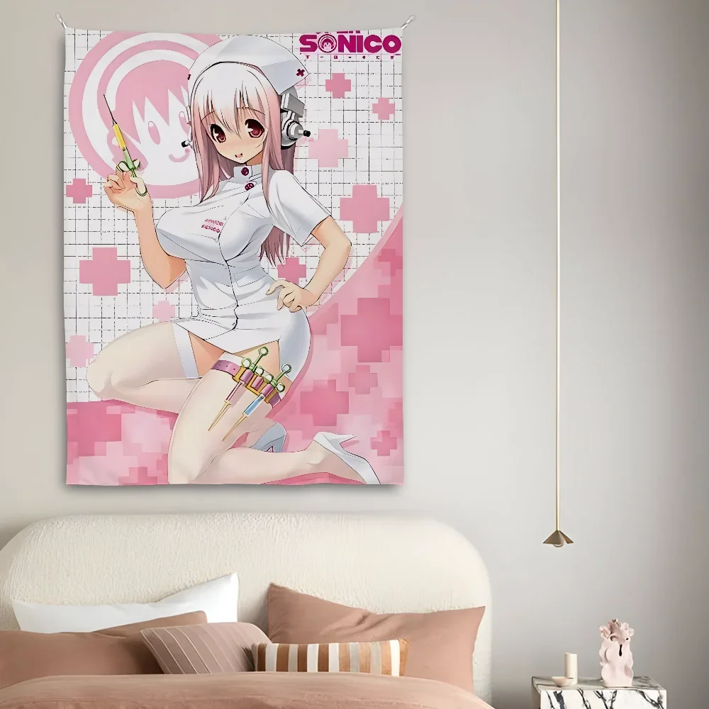 أنيمي لعبة-سوبر S-SonicoES نسيج مثير مثالي للمنزل والمعيشة غرفة نوم ديكور جدار الفن خلفية راية