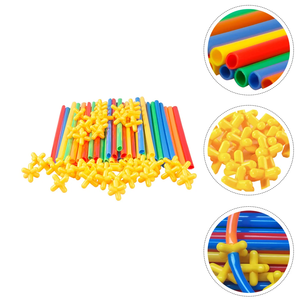 200 Pcs Kids Toys Straw Builders Blocks Children’s Building Educational Silica Gel