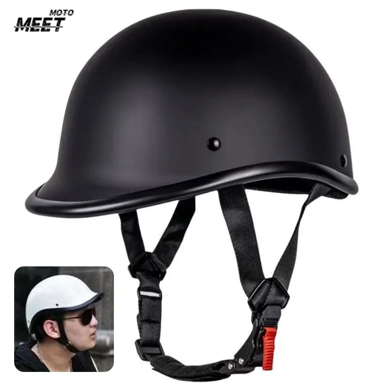german skull cap motorcycle helmet Outlaw Helmets T99 Siver Chrome Style Half for Men & Women DOT Approved (weight will vary upon size) Engineered with a fully vented multi density EPS liner to greatly absorb impact so you can feel confident riding your motorcycle bicycle scooter cruiser chopper moped ATV UTV motorbike or street bike German Style Best Low Profile