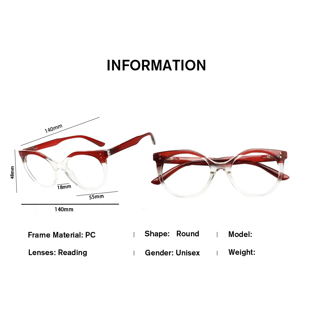 Round Color matching Frames Reading Glasses Men And Women Universal Clear Lens HD Prescription Eyeglasses Diopter +2.0+2.5+3.0