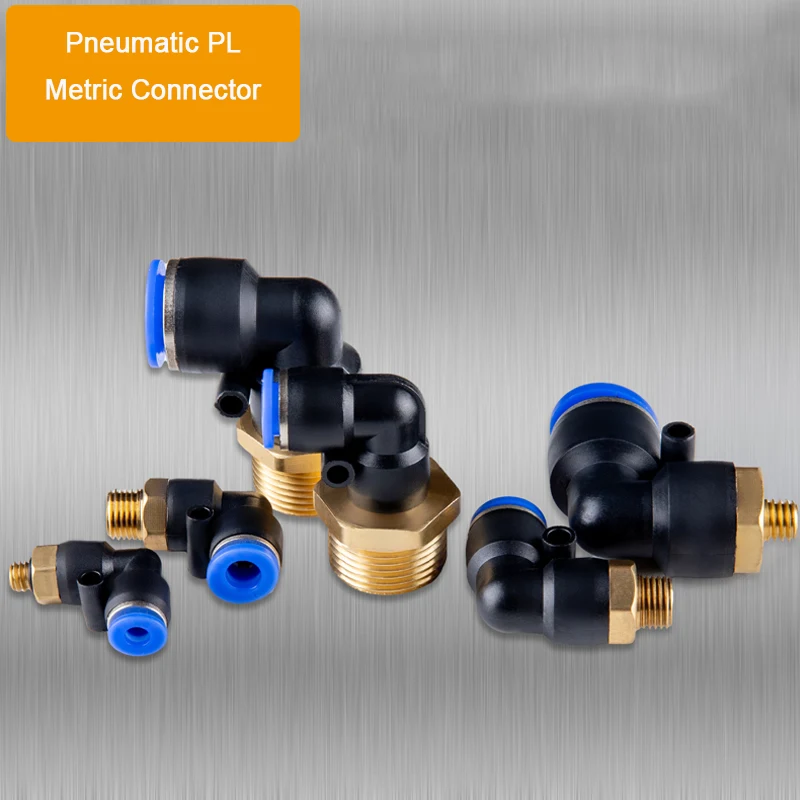 1~50pcs PL4/PL6/PL8 M6~M14 Brass Pneumatic Mold Quick Connector PL Elbow Metric Coarse And Fine Teeth