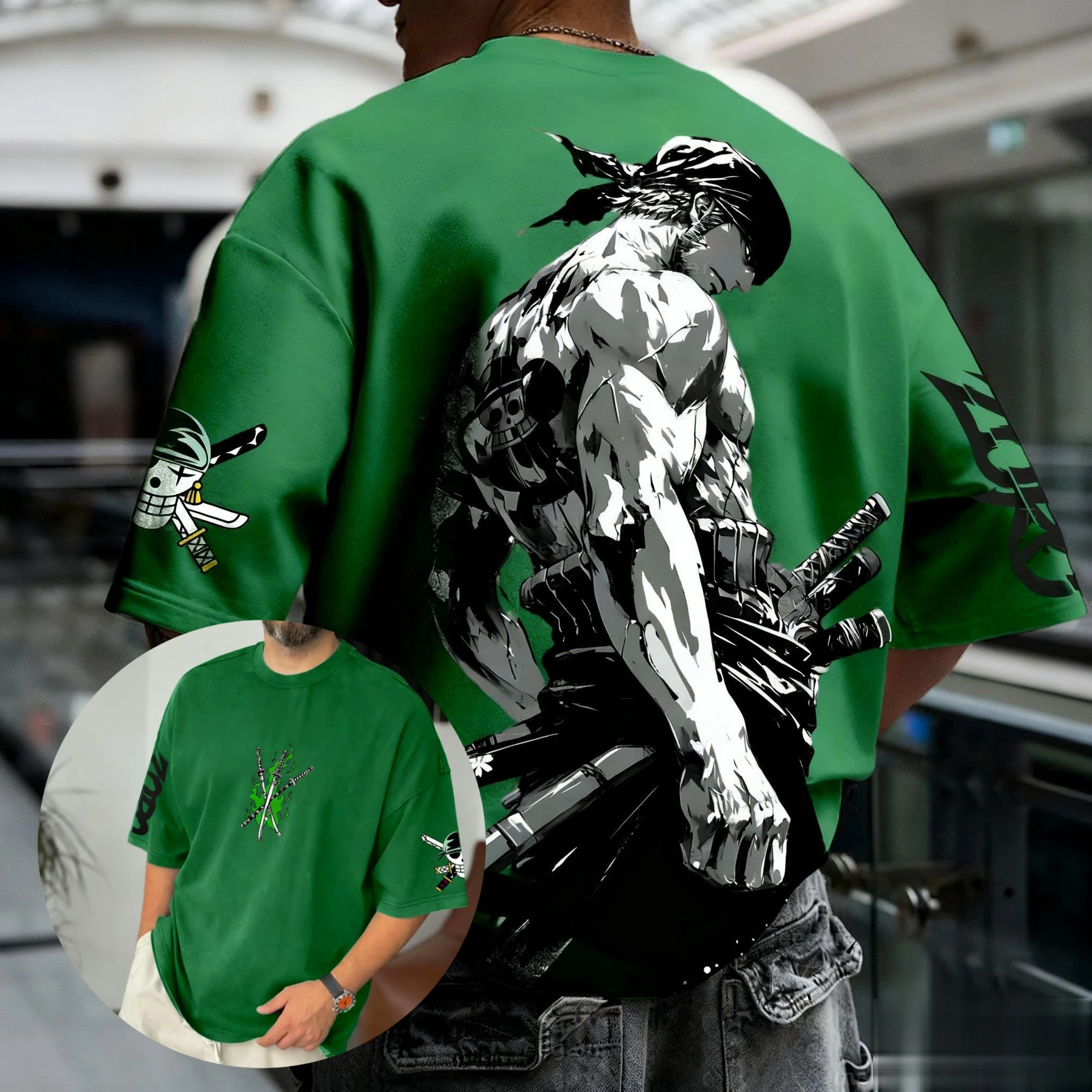Anime uma peça zoro gráfico camiseta das mulheres dos homens oversized casual manga curta camisetas streetwear moda 2025 verão y2k roupas