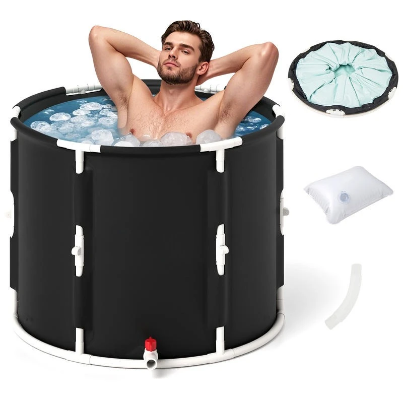 

66 Gal Foldable Ice Bath Tub with Lid for Adult