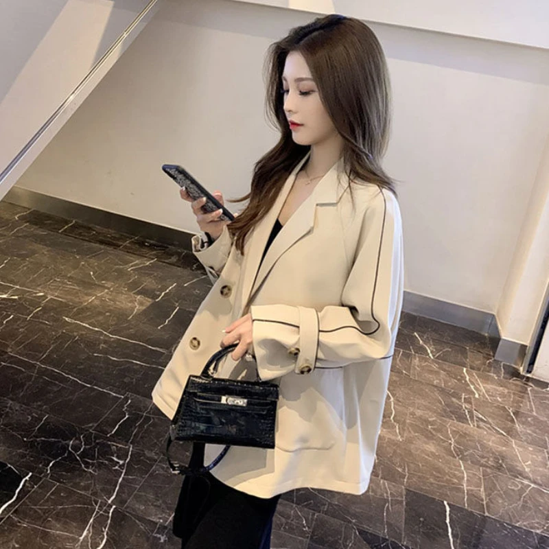 Blazers Women Clothing Temper Elegant Office Ladies Big Pockets Double Breasted Designer Minimalist Kpop Fashion Pallened Casual