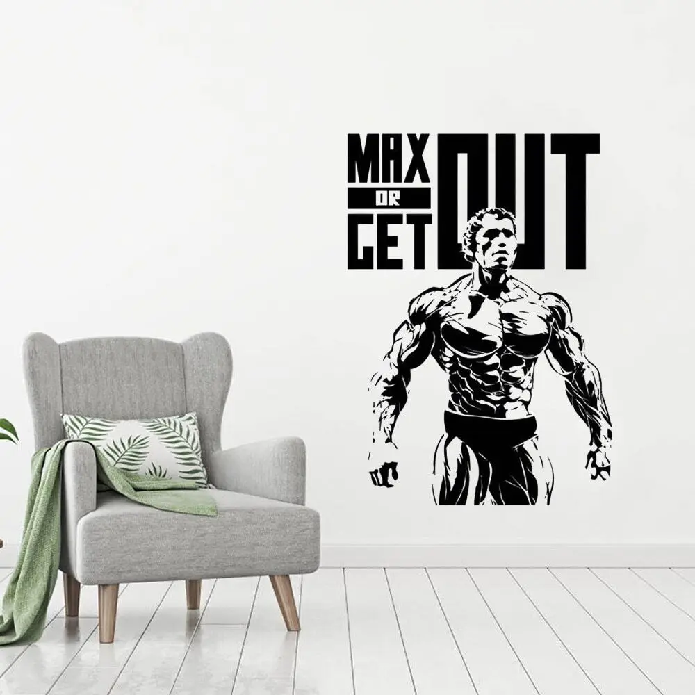 Arnold Schwarzenegger Crossfit Fitness Club Vinyl Sticker Gym Logo Sport Barbell Workout Motivation Muscle Training Decor