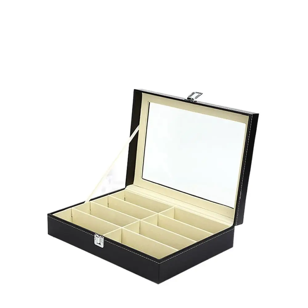 

Simple Save Space PU Bag Jewelry Organizer 8/12 Grids Holder Storage Box Eyewear Holder Sunglasses Box Slots Glasses Case