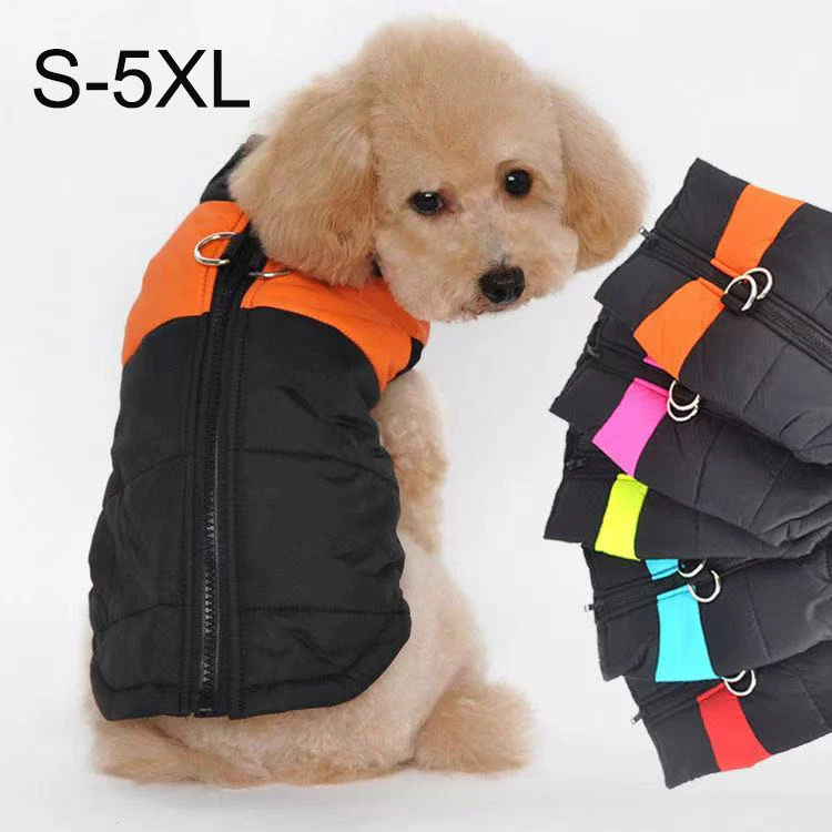 Winter Warm Dog Jacket Waterproof Cotton Thickened Color Block Cat Dog Pet Clothes Chihuahua Small Dog Accessories Puppy Puffer