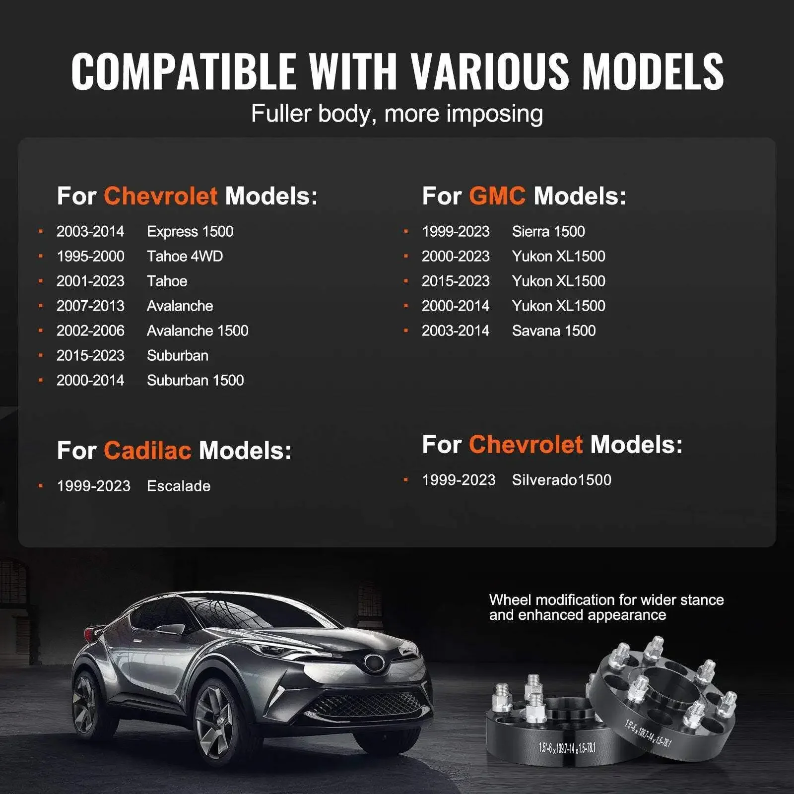 1.5 "6" x 5 "Roda Spacer Adaptor Roda 6 Lug Forged Spacer 4 PCS Hitam