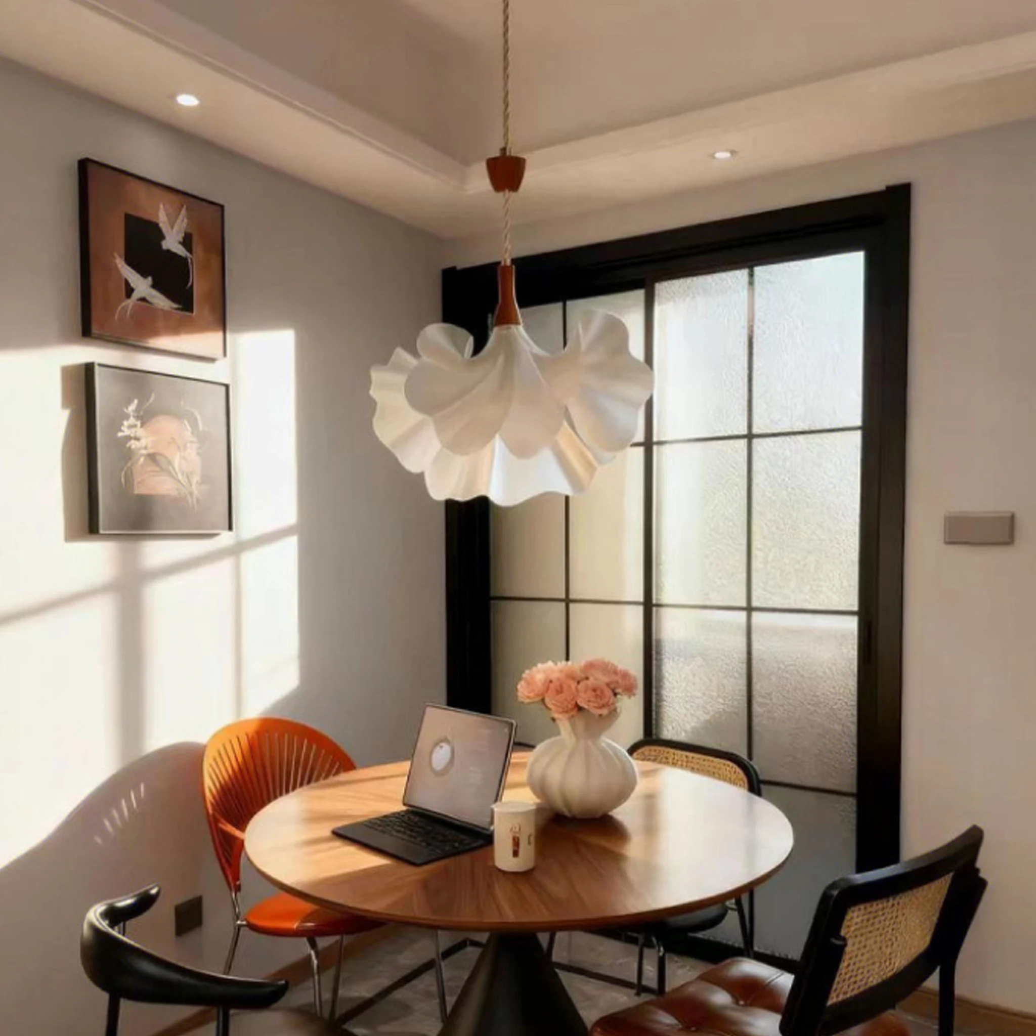 Modern Petal Pendant Lamp Height Adjustable Ceiling Chandelier Living Room Dining Bedroom Home Decoration Hanging Light