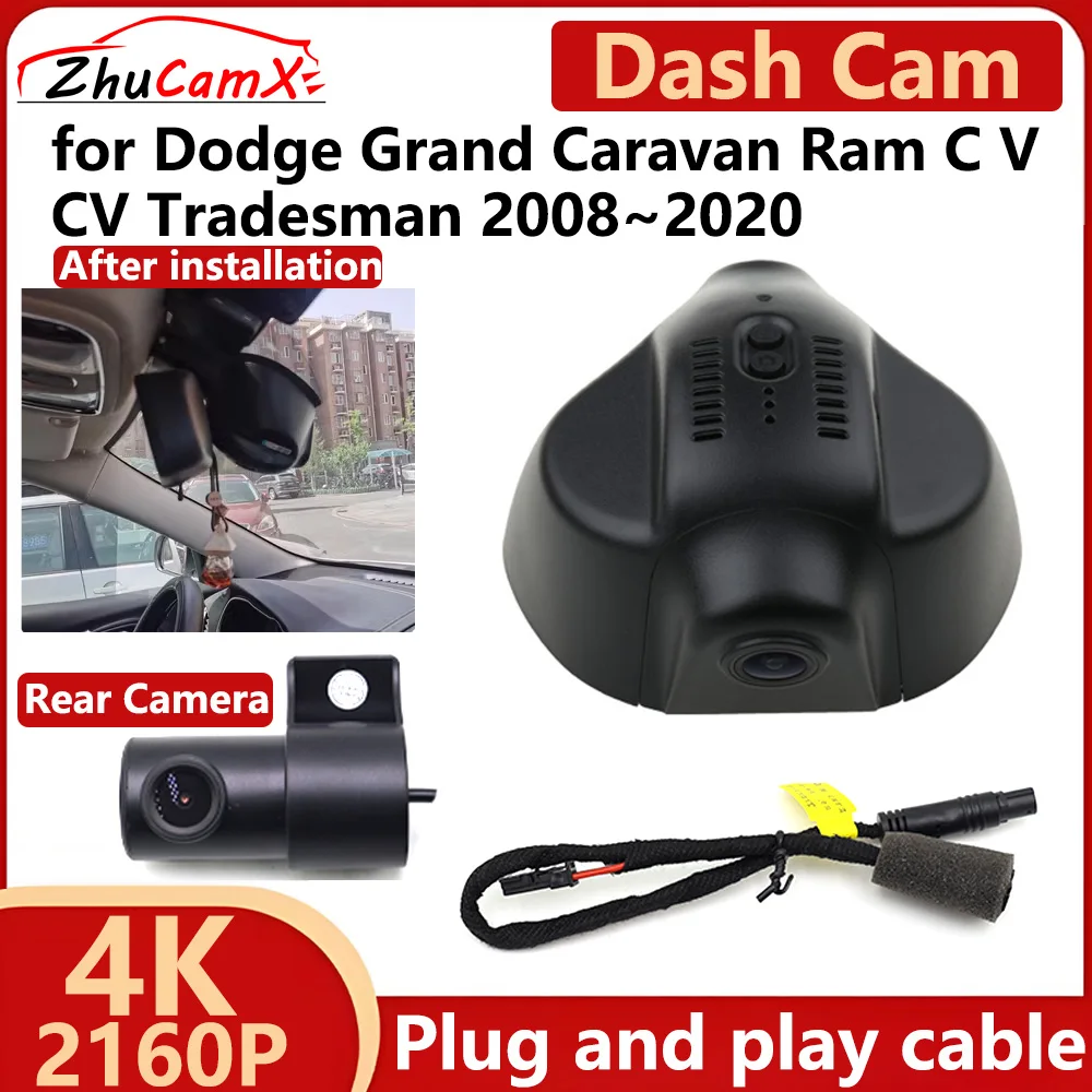 for Dodge Grand Caravan Ram C V CV Tradesman 2008~2020 4K 2160P Car DVR Dash Cam Camera Night Vision Recorder Plug and Play