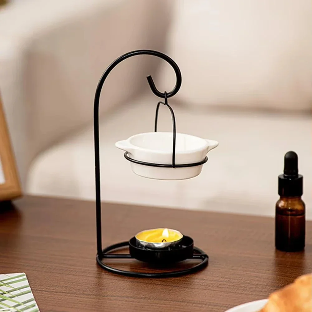 

Home Decor Burner Ceramic Essential Oil Burner with Tea Light Candle Holder for Aromatherapy Diffuser Bedroom Office Home