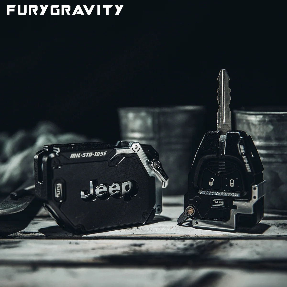 FURYGRAVITY Guscio chiave tattico in alluminio lavorato CNC per Jeep Wrangler JK/JL/JT Rubicon/Sahara/Gladiator