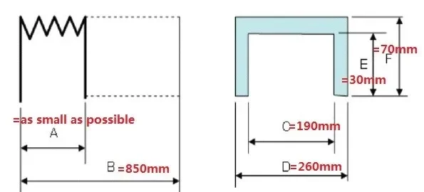 Protection accordions protection cover bellows,Lmax850mm,Width190mm x Height30mm