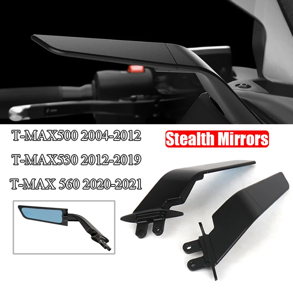 For Yamaha TMAX500 TMAX530 TMAX560 Motorcycle Stealth Mirrors TMAX 560 Rotating Fixed Rearview Mirror Sports Winglets Mirror Kit