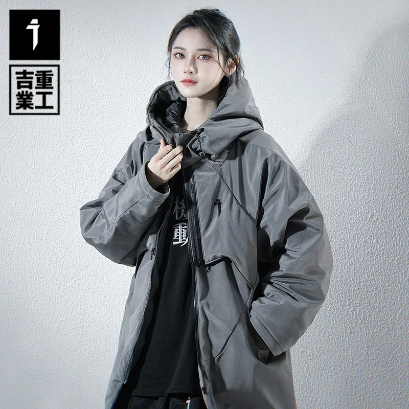 11 BYBB\'S DARK 2024 Tactical Parkas Jacket for Women Winter Thick Warm Padded Coats Couple Loose Parka Techwear Unisex