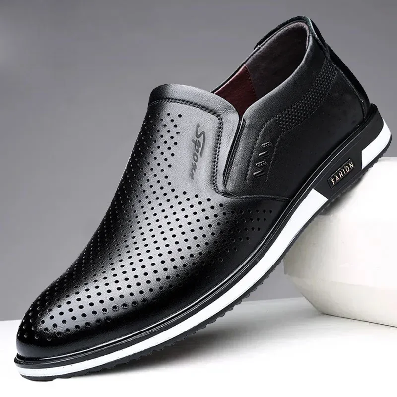 Leather Shoes for Men 2023 New Men's Breathable Outdoor Slip-on Casual Shoes Business Formal Shoes PU Leather Loafers for Men