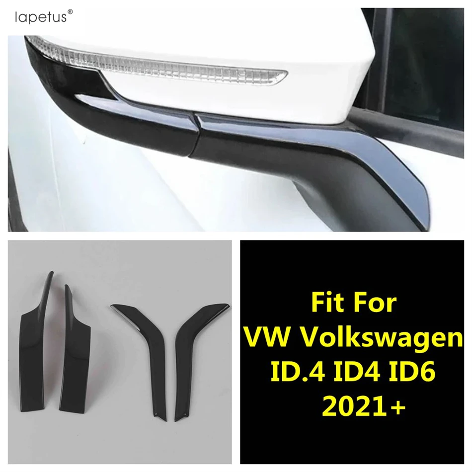 Car Rearview Mirror Strip Decoration Cover Trim For VW Volkswagen ID.4 ID4 ID6 2021 - 2024 ABS Black / Carbon Fiber Accessories